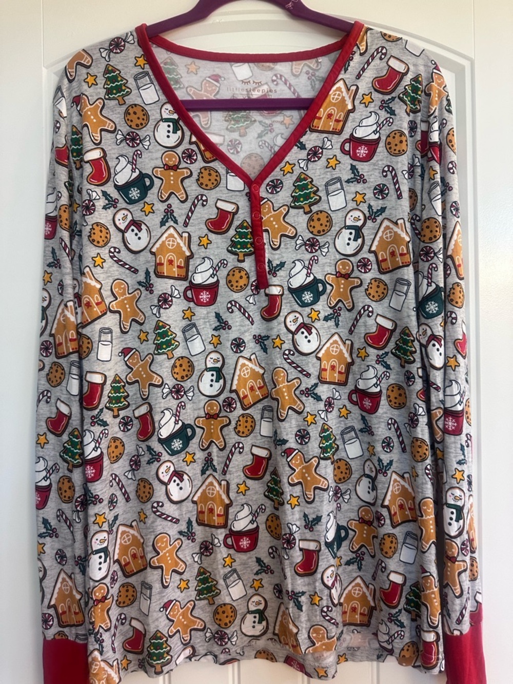 Little Sleepies Gray Holiday Cookie & Gingerbread Print Pajama Top and bottom